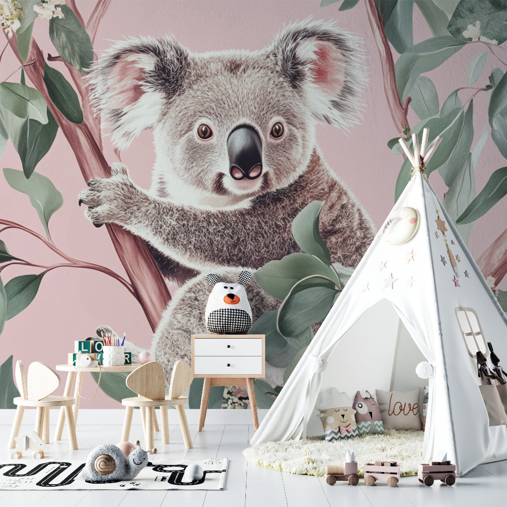 Australian koala wallpaper brightening a playroom with natural light