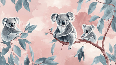 Koala wallpaper design file showing detailed eucalyptus leaves and pink sky pattern