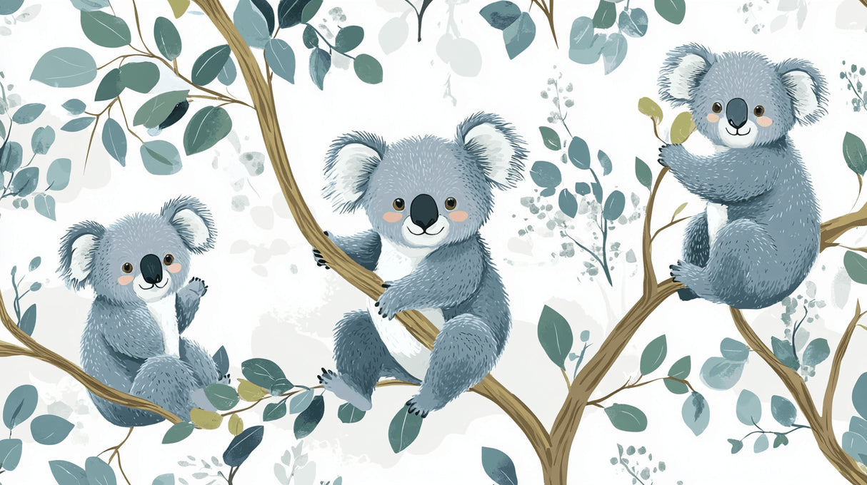 Koala wallpaper design file showing detailed eucalyptus leaves and gentle koala pattern