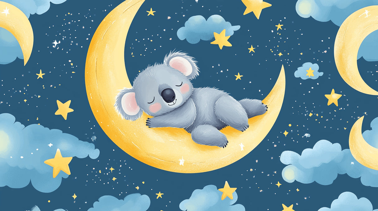 Koala on moon wallpaper design file showing detailed starry pattern and dreamy night sky elements
