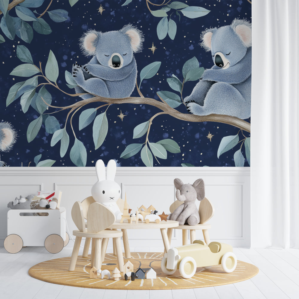 Australian koala wallpaper transforming a child's bedroom into a dreamy space