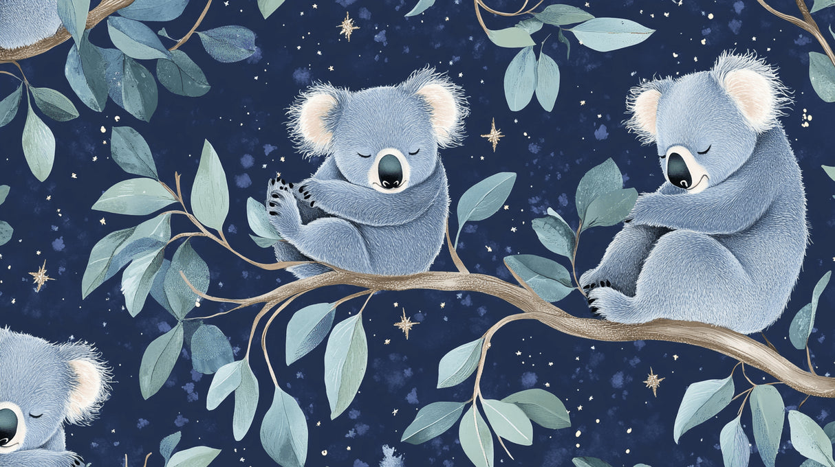 Koala and eucalyptus design file showing detailed starry night pattern