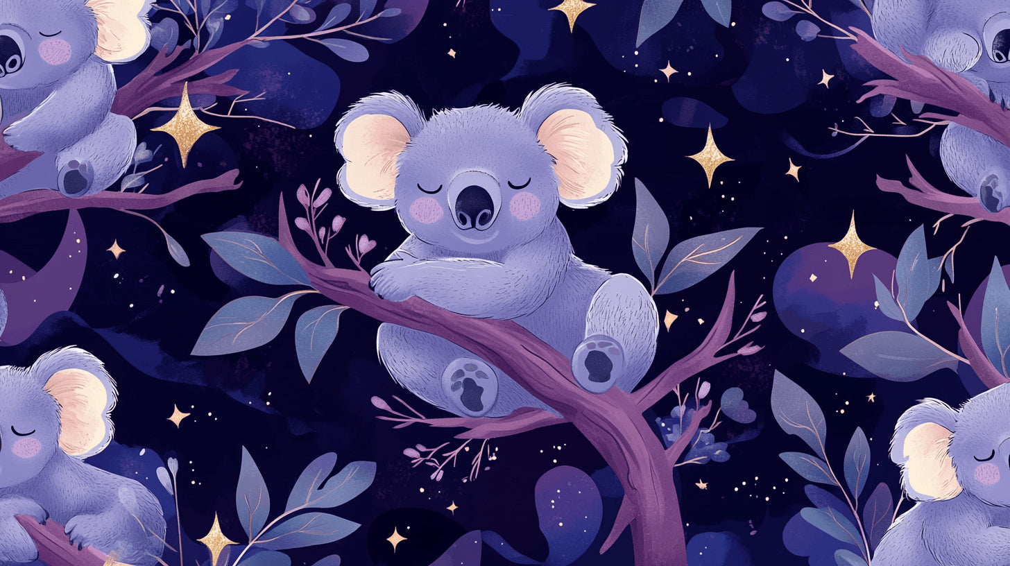 Design file of Koala starry night wallpaper showing intricate star and leaf pattern