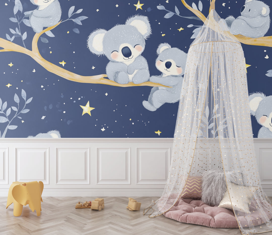 Night sky koala design making bedtime special in a modern children's room
