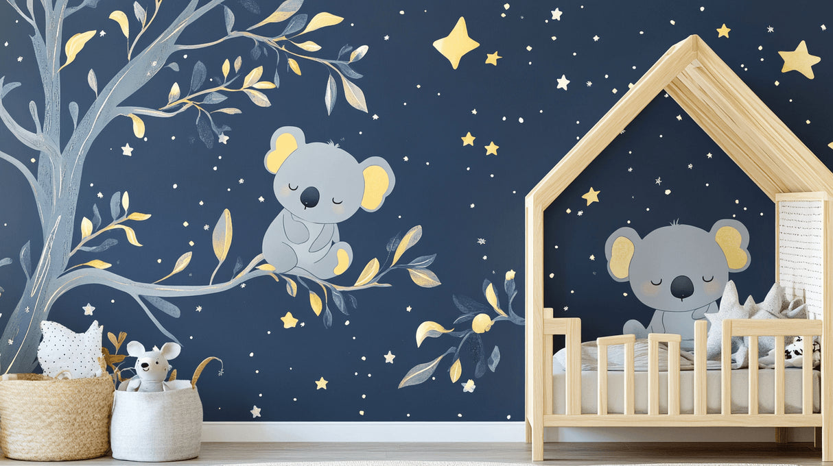 Koala wallpaper design file showing detailed starry night pattern with sleepy koalas