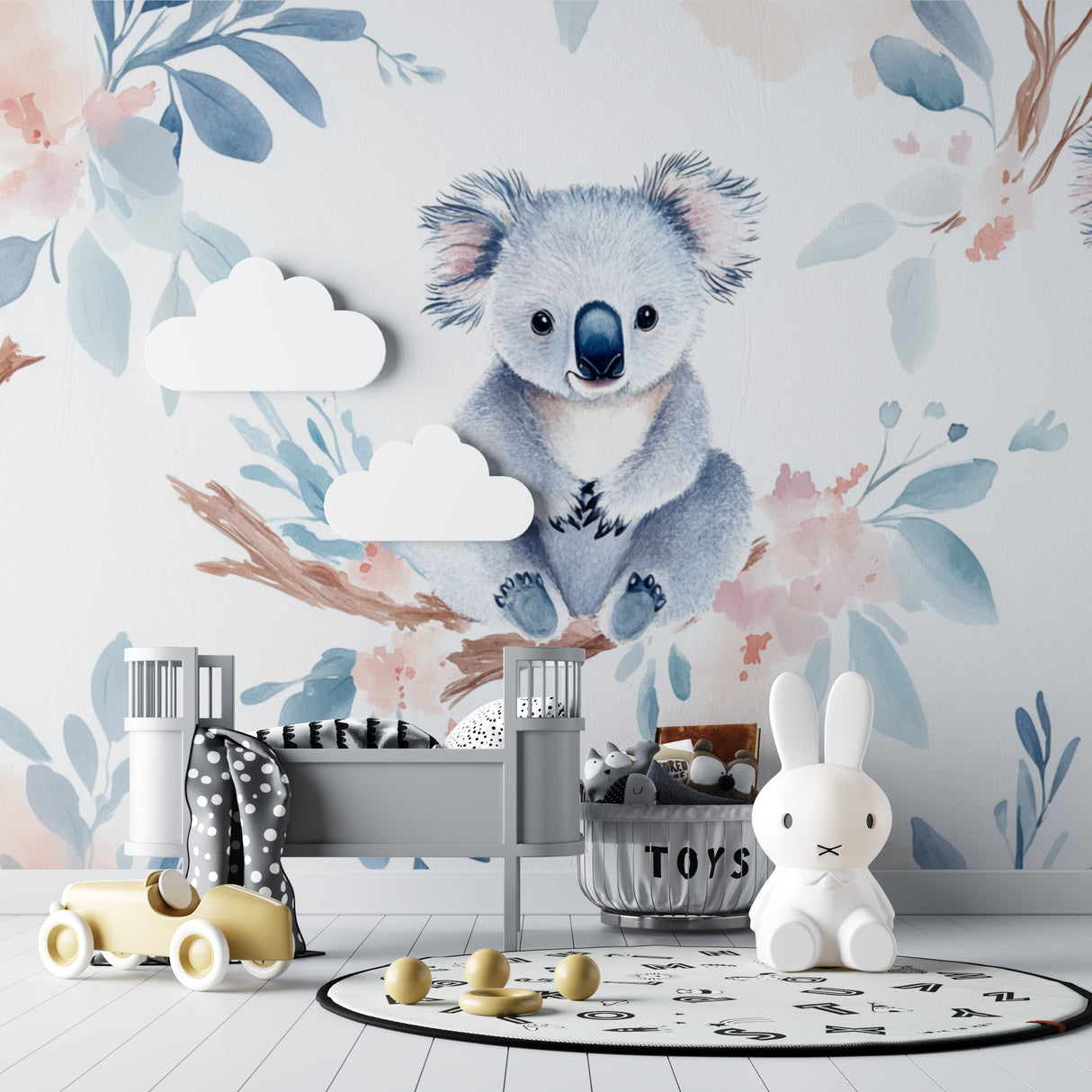 Koala wall design transforming a toddler's bedroom into a dreamy space