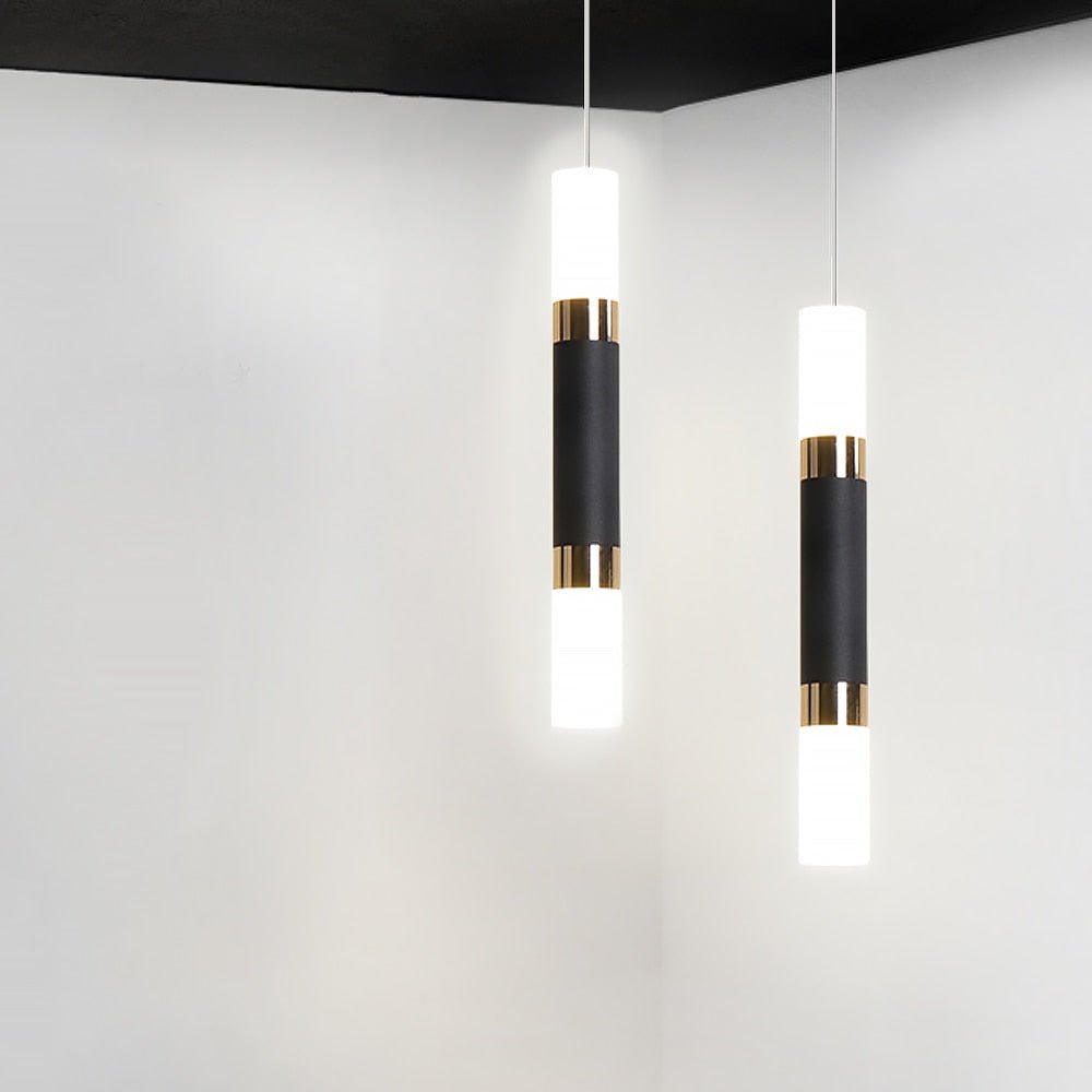 Modern Pendant Light Black White Gold Cylinder Design - Product detail 8