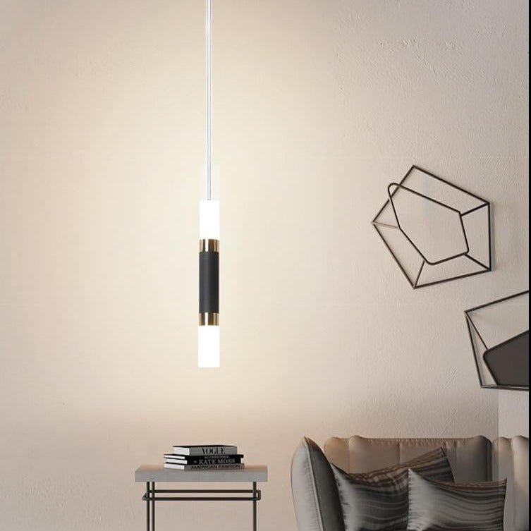 Modern Pendant Light Black White Gold Cylinder Design - Product detail 6