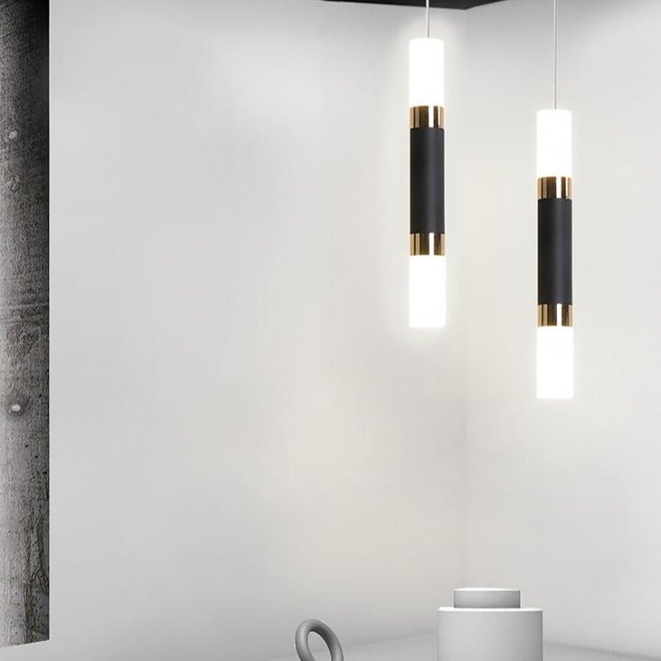 Modern Pendant Light Black White Gold Cylinder Design - Product detail 5