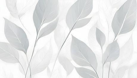 Design file of grey botanical leaf pattern showing detailed leaf veining and elegant composition