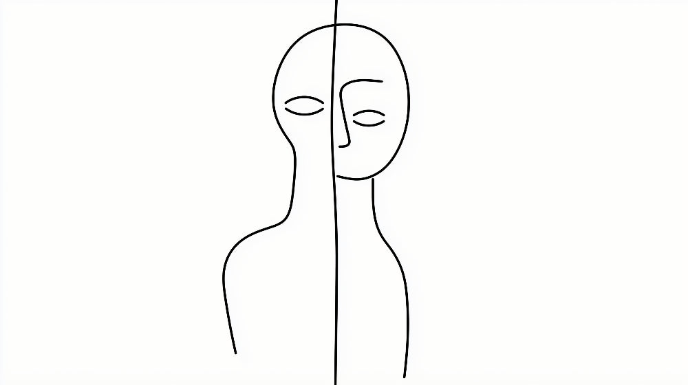 Abstract face line art wallpaper design file showing crisp black lines on white background