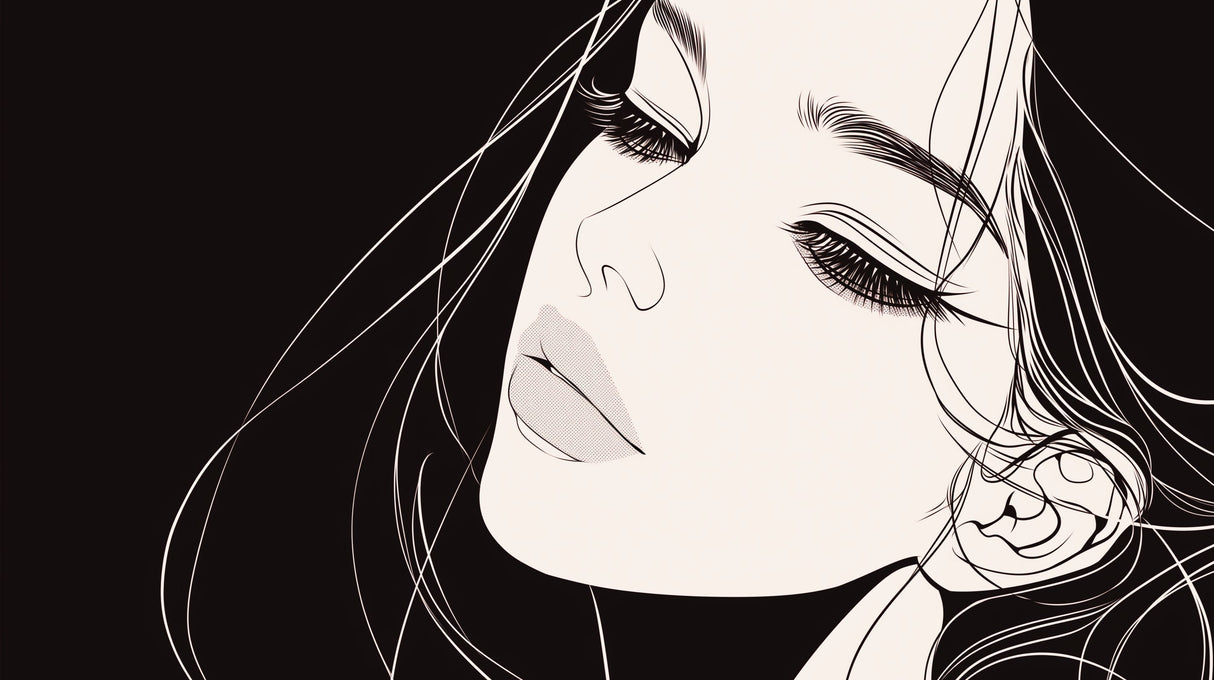 Black and white line art portrait design file showing intricate details and flowing lines