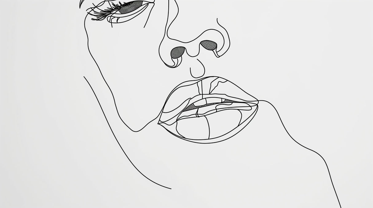 Line Art Face Wallpaper design file showing detailed minimalist sketch pattern on white background