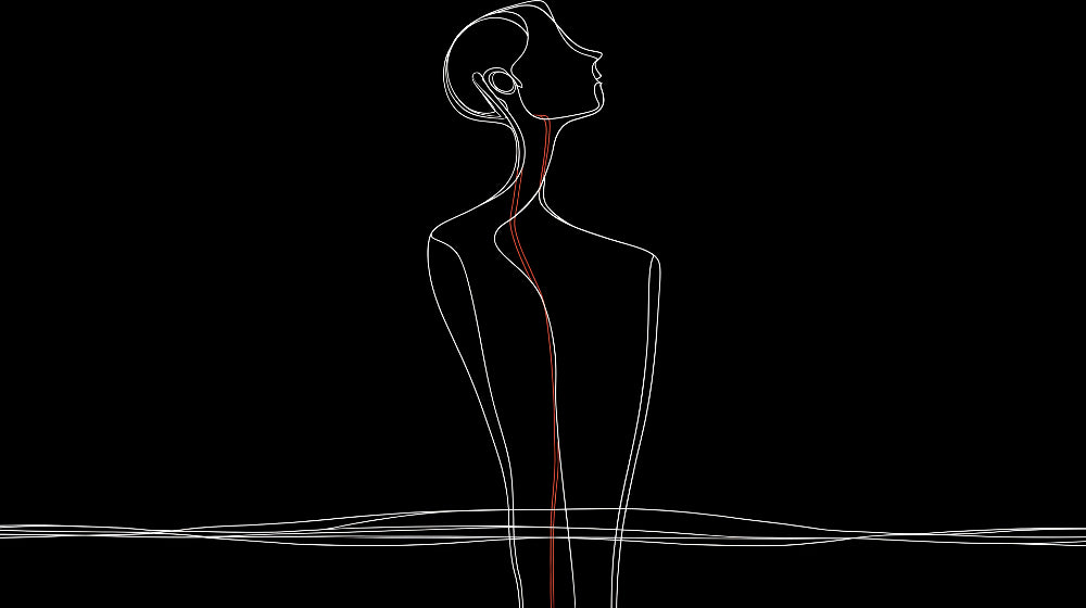 Line art wallpaper mural creating a stunning focal point in a modern living room with minimal furniture