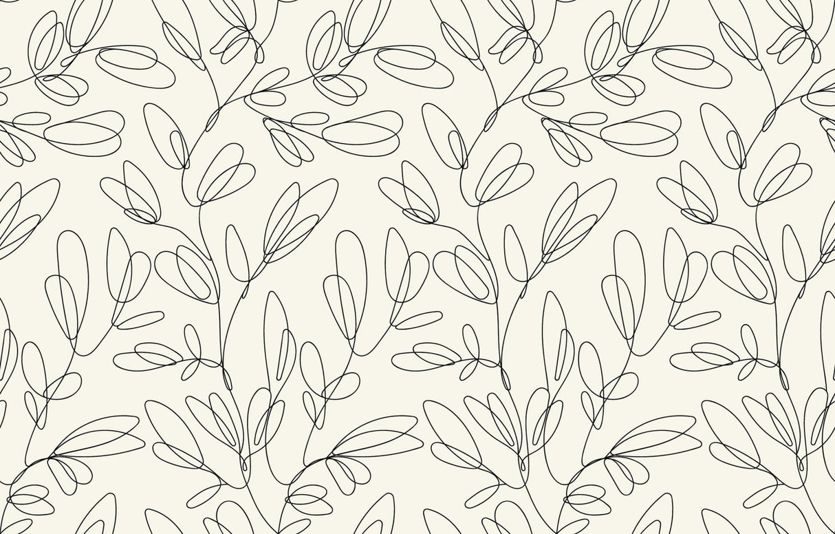 Minimalist floral line art design file showing continuous botanical pattern on beige background