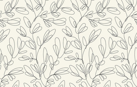 Minimalist floral line art design file showing continuous botanical pattern on beige background
