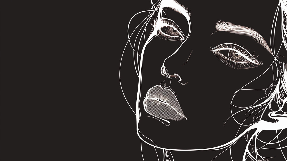Black and white line art portrait design file showing intricate details and clean lines