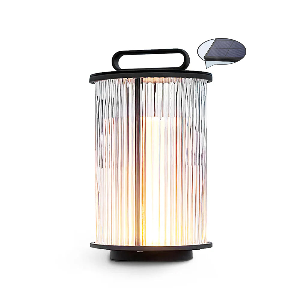 Solar Garden Lantern  Ribbed Glass with Black Frame - Product detail 13