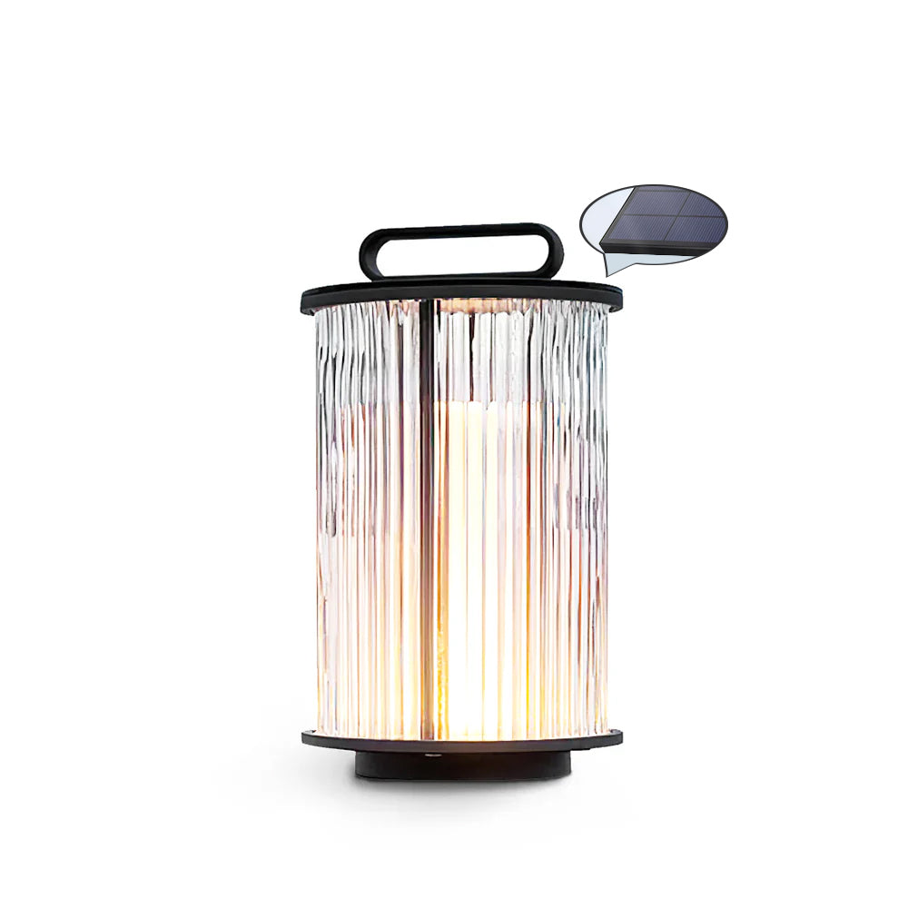 Solar Garden Lantern  Ribbed Glass with Black Frame - Product detail 12