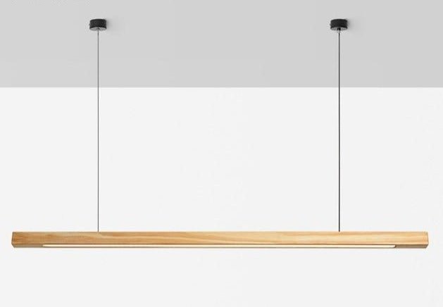 Wooden LED Linear Pendant Light Pine or Walnut Finish - Product detail 13