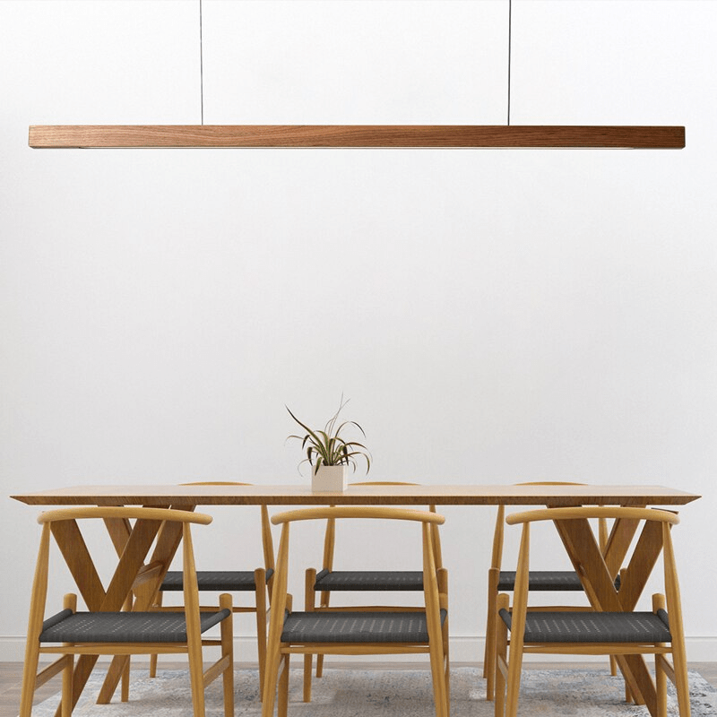 Wooden LED Linear Pendant Light Pine or Walnut Finish - Product detail 6