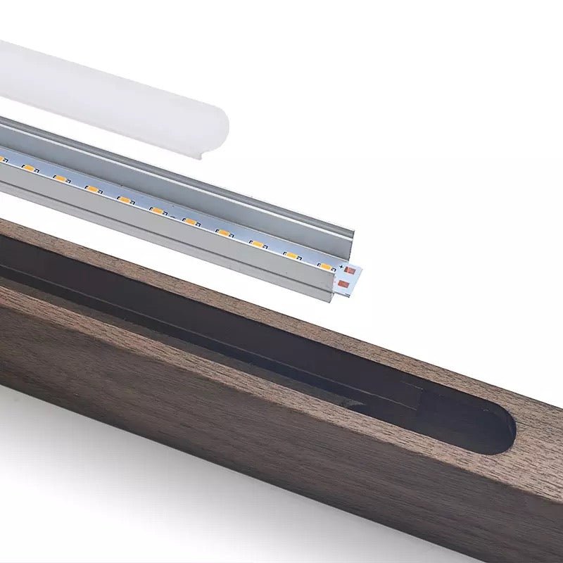 Wooden LED Linear Pendant Light Pine or Walnut Finish - Product detail 10
