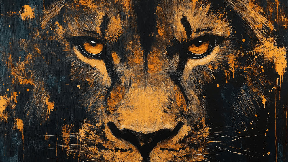 Lion mural wallpaper design file showing detailed black and gold artistic portrait pattern
