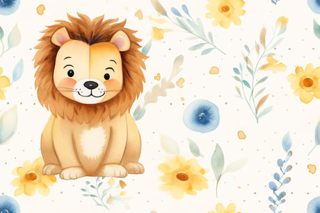 Lion Safari Wallpaper design file showing full pattern with floral details