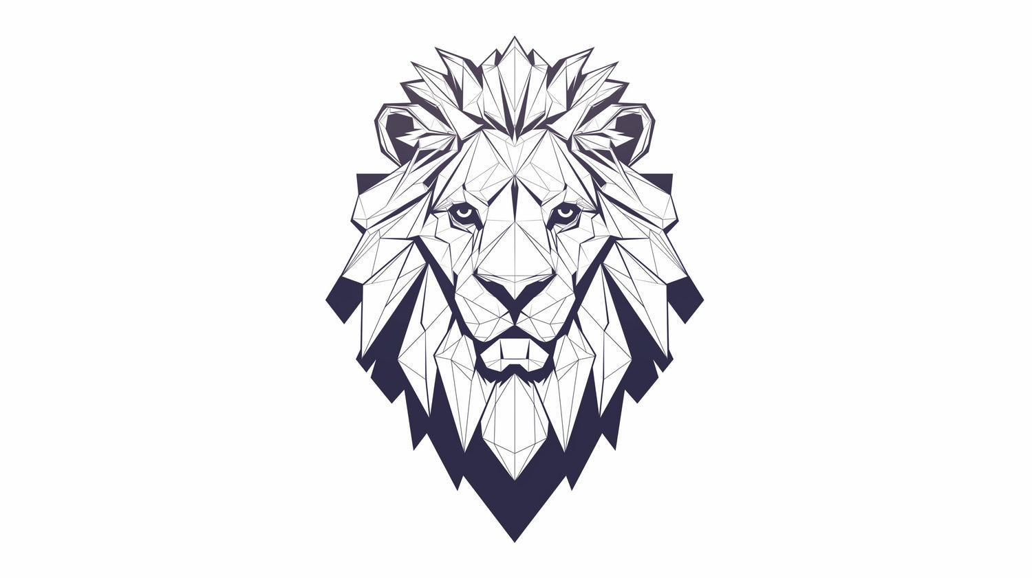 Geometric Lion Wallpaper creating a striking focal point in a modern minimalist living room with black and white decor