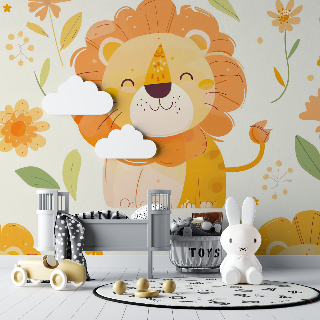 Lion Safari Wallpaper creating happy vibes in kids bedroom with reading nook
