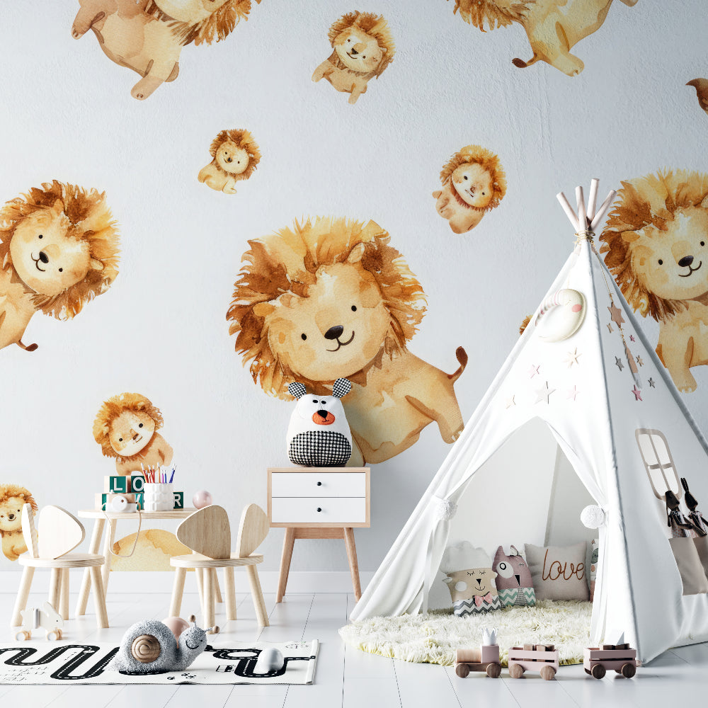 Lion Wall Mural displayed in a daycare reading corner