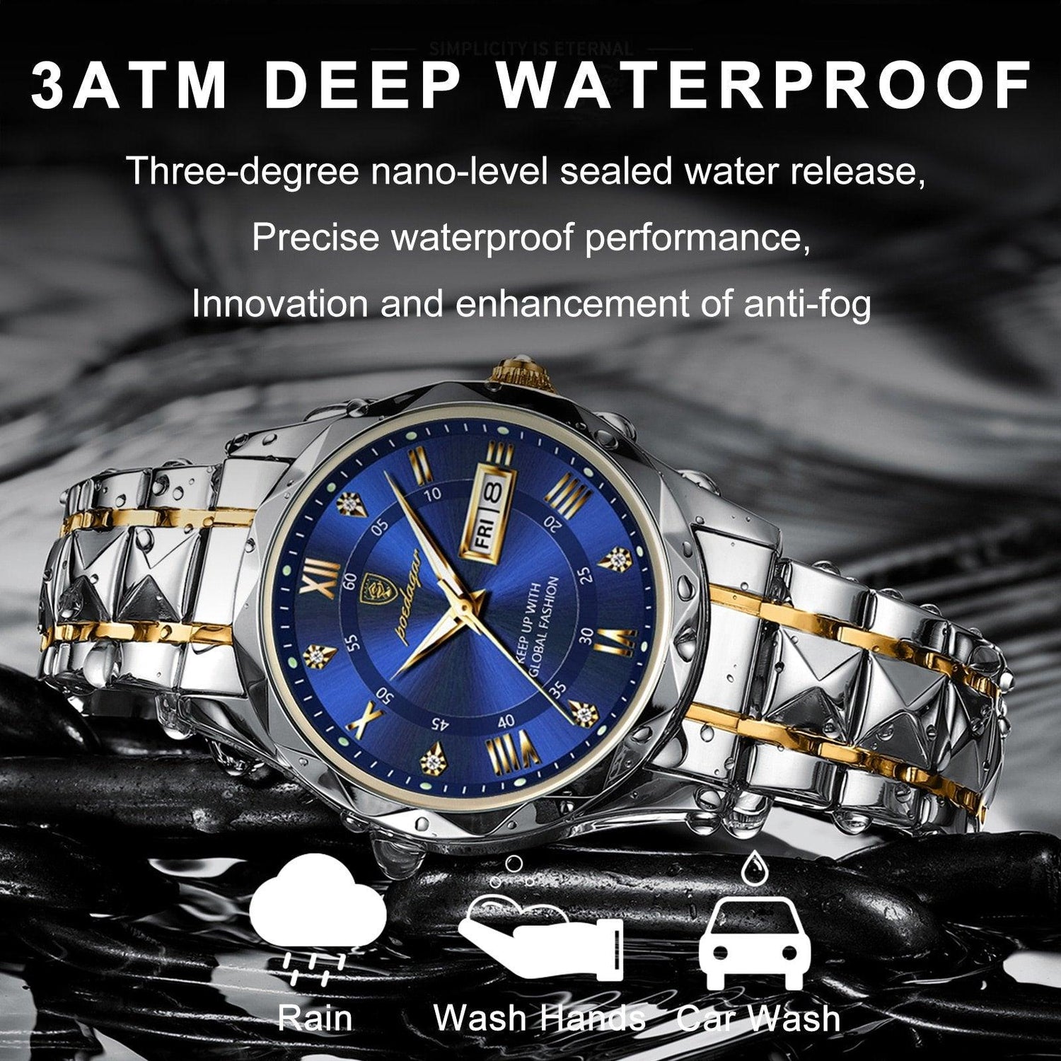 Luxury Mens Watch  Blue Dial Steel Two-Tone Design - Product detail 4