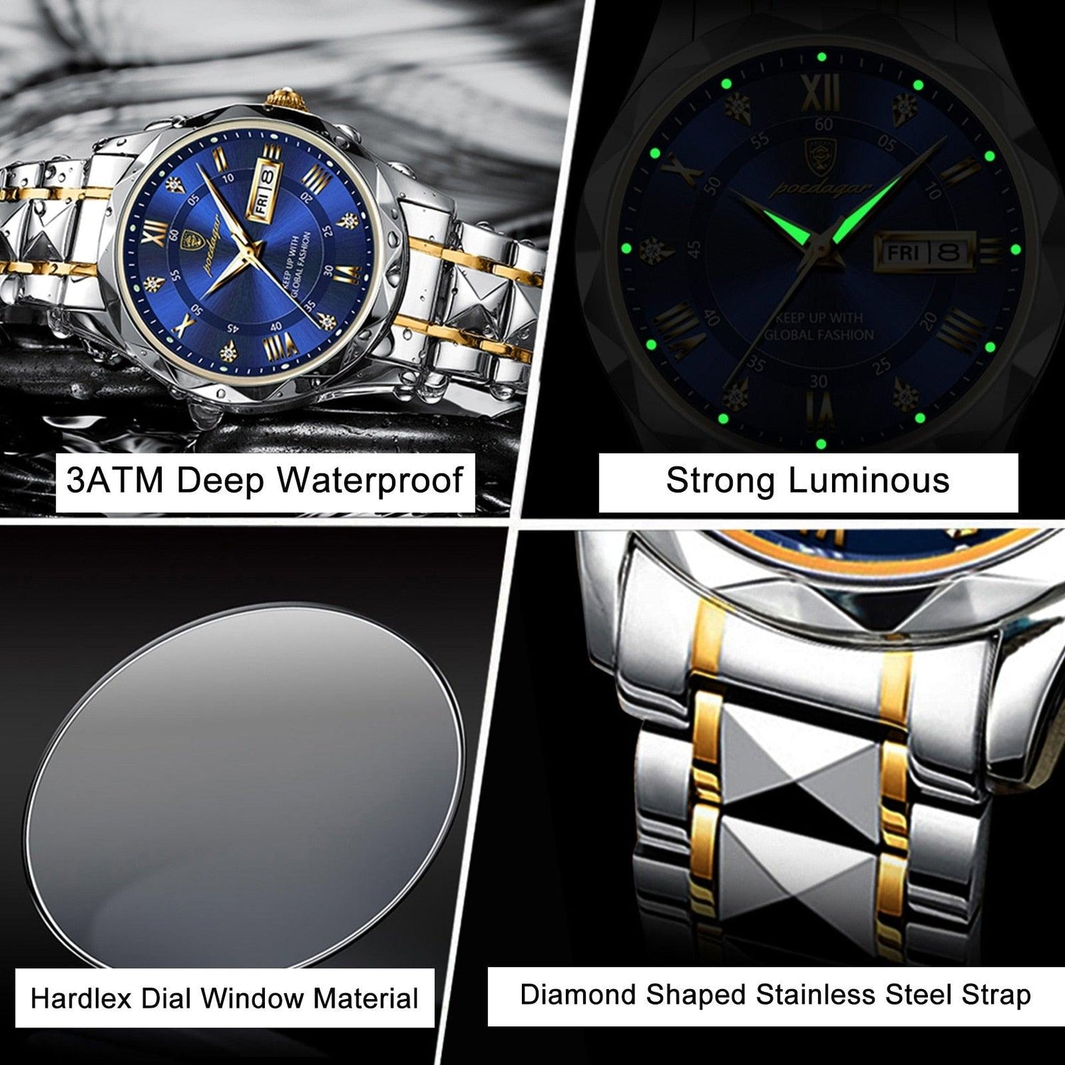 Luxury Mens Watch  Blue Dial Steel Two-Tone Design - Product detail 5