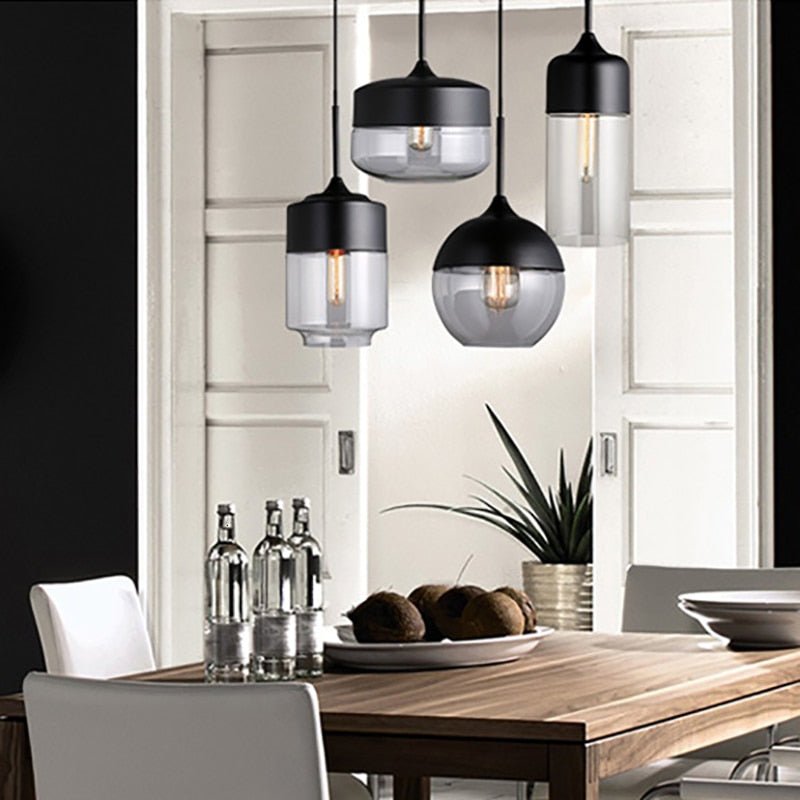 Modern Pendant Light Glass Globe Industrial Design - Product example