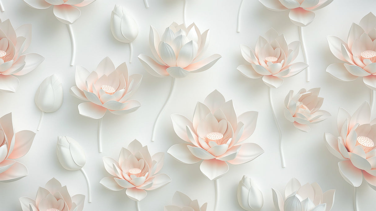 White lotus 3D relief wallpaper design file showing intricate floral pattern and textured details