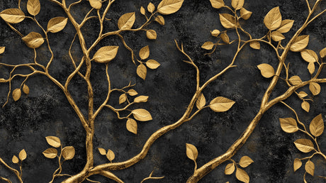 Design file showing intricate golden branches pattern on black background