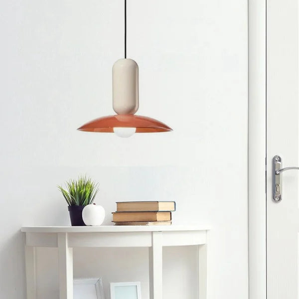 Modern Pendant Light Mint Green and Coral Glass Shade - Product detail 11