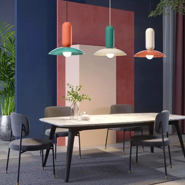 Modern Pendant Light Mint Green and Coral Glass Shade - Product detail 5