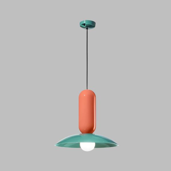 Modern Pendant Light Mint Green and Coral Glass Shade - Product detail 13