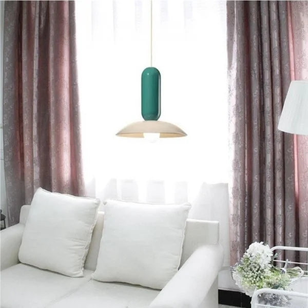 Modern Pendant Light Mint Green and Coral Glass Shade - Product detail 10