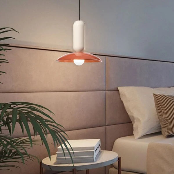 Modern Pendant Light Mint Green and Coral Glass Shade - Product example