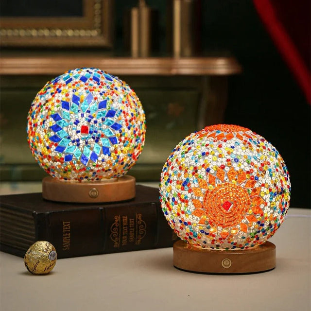 Mosaic Table Lamp  Turkish Glass Sphere Design - Product showcase