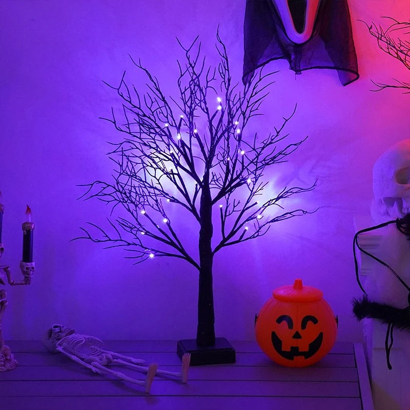 Halloween LED Tree Light Black Branch Design With White Lights - Product showcase