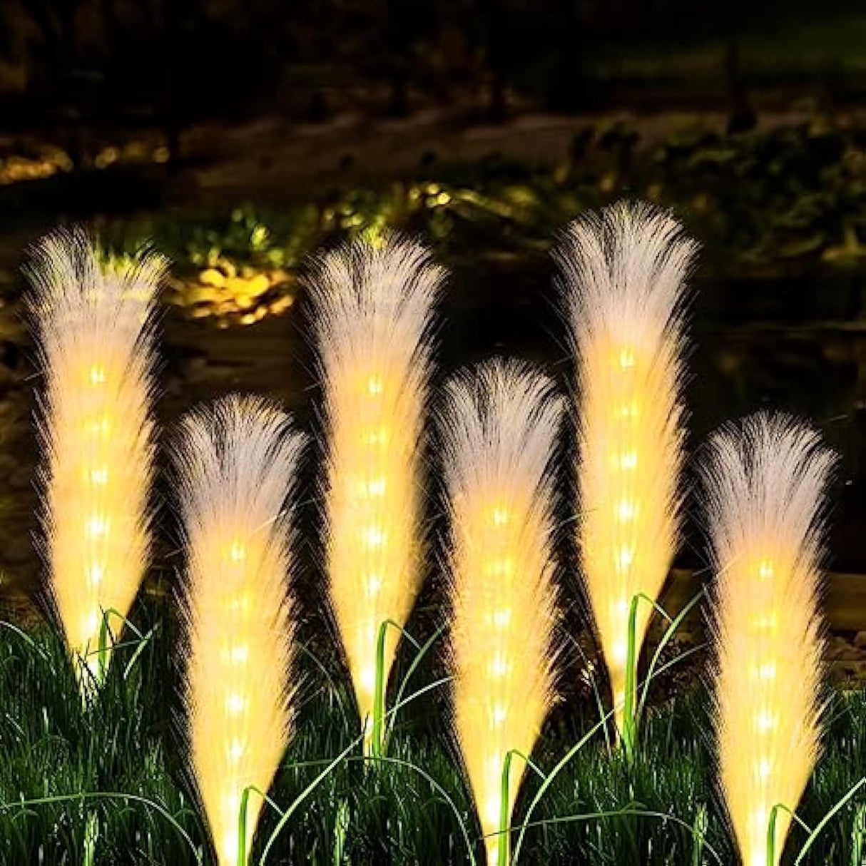 Solar Garden Path Lights Fiber Reed LED Illumination - Product showcase