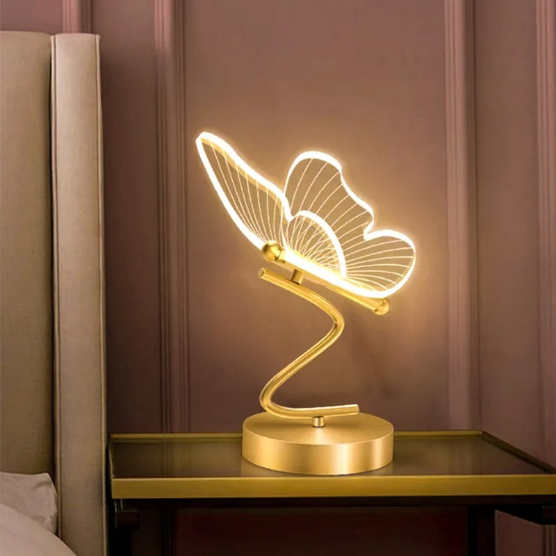 Modern LED Table Lamp Butterfly Wing Design With Gold Base - Product example