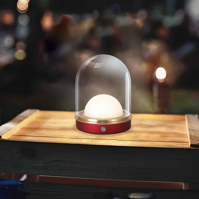 Modern Touch Table Lamp  Glass Dome With Color Base - Detailed view