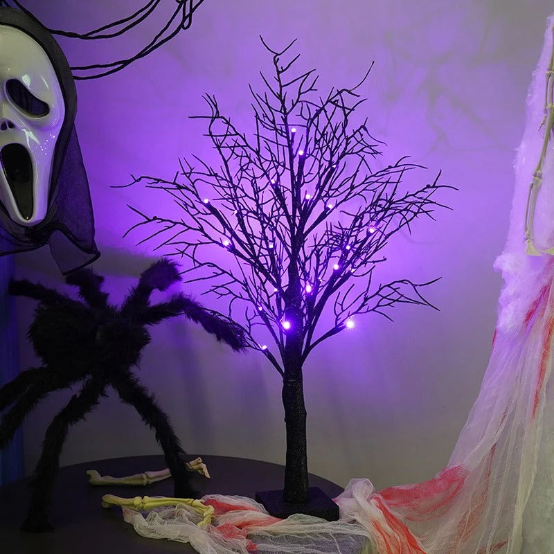 Halloween LED Tree Light Black Branch Design With White Lights - Detailed view