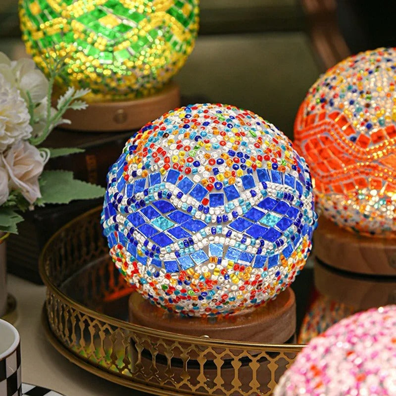 Mosaic Table Lamp  Turkish Glass Sphere Design - Product example