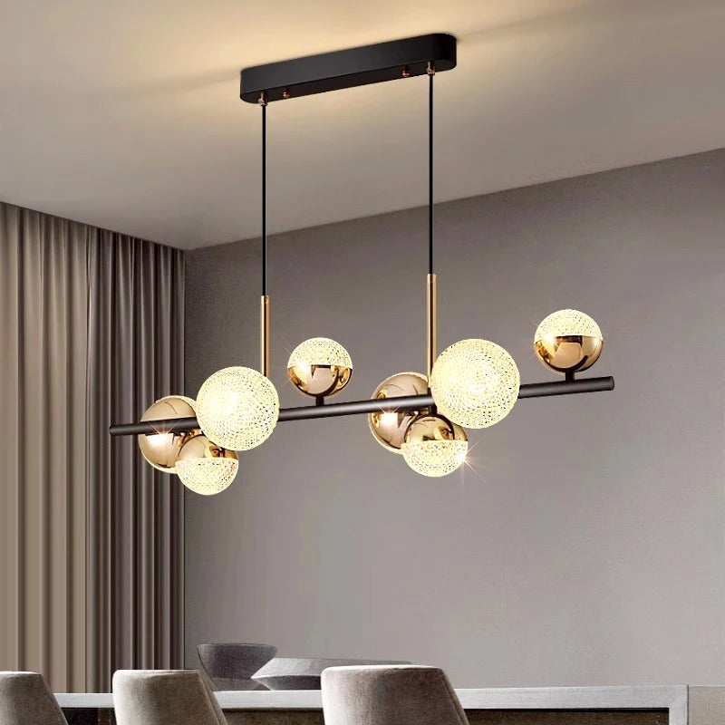 Modern Dining Pendant Light Black Gold LED Spheres - Product detail 4