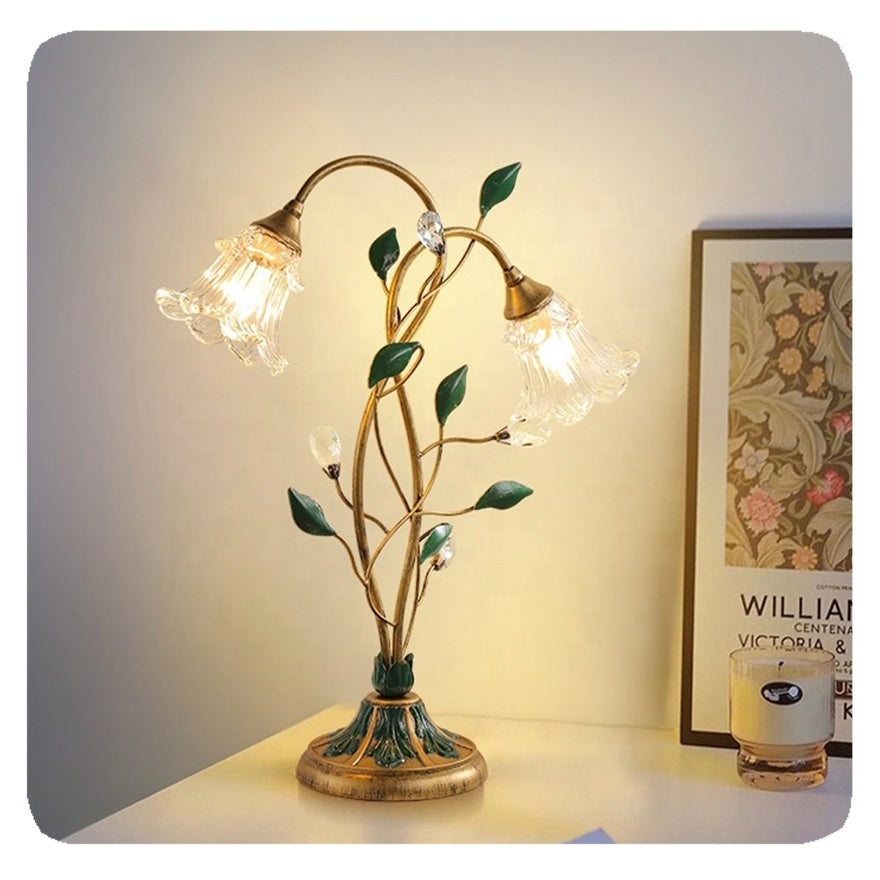 Floral Table Lamp French Glass Petal Design - Detailed view
